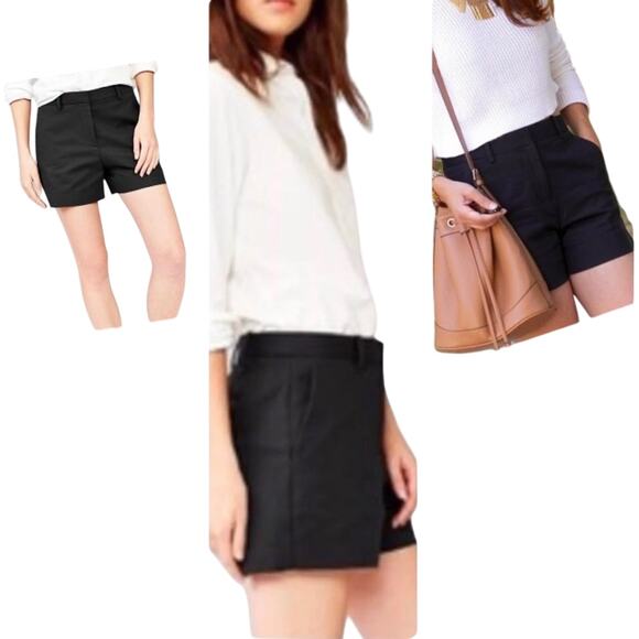 Gap Tailored Stretch Black Shorts Size 8R Flat Front Khaki Style - Picture 12 of 12